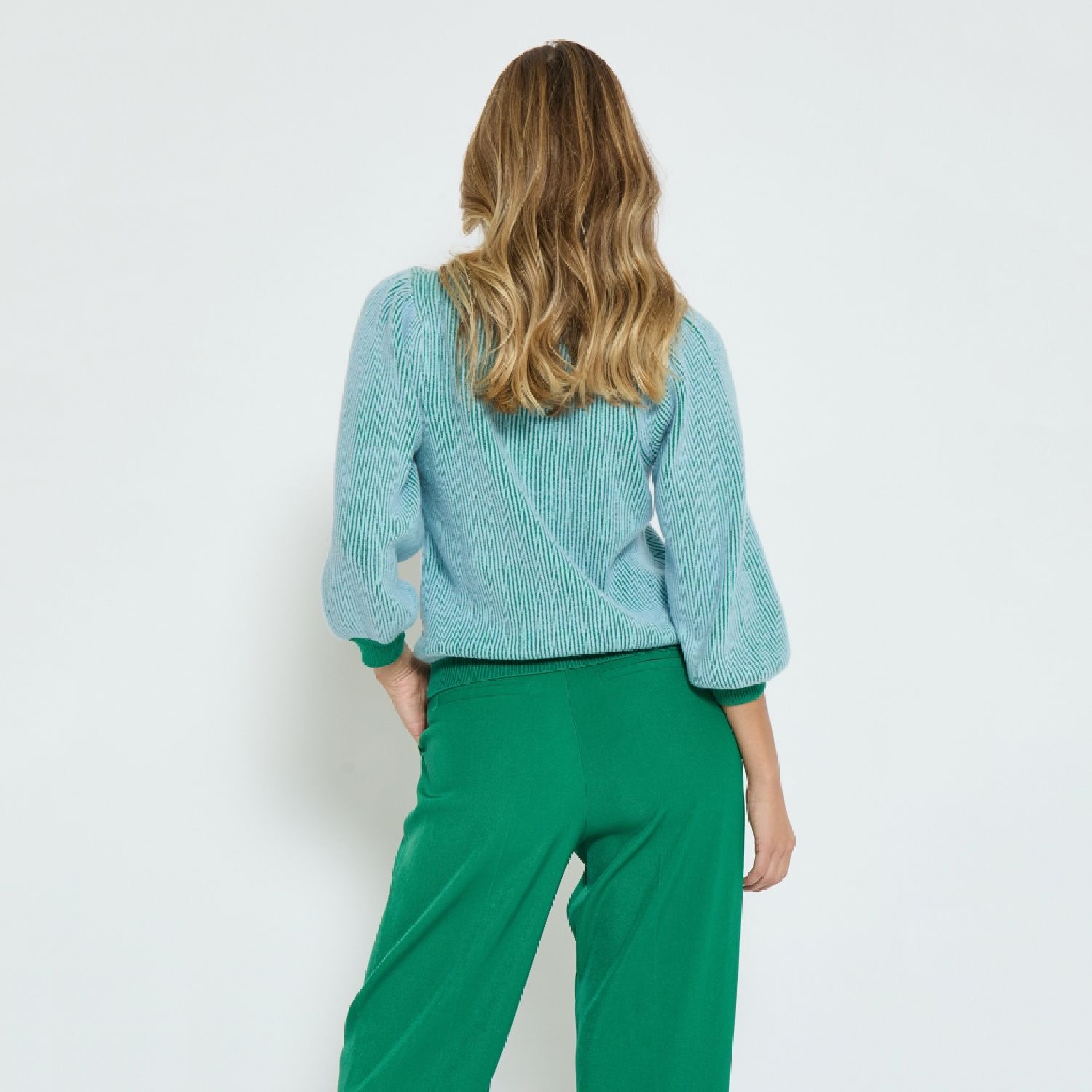 Elsie Knit Pullover Golf Green Striped | Minus