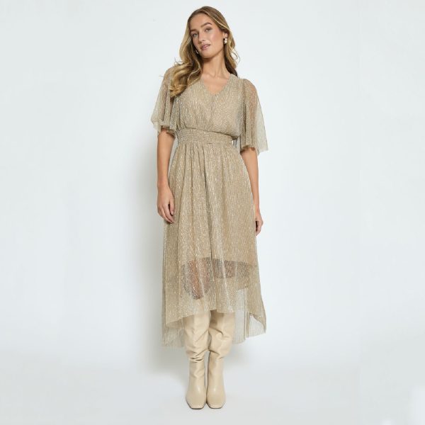 Mavena Maxi Dress Light Birch Metallic | Minus