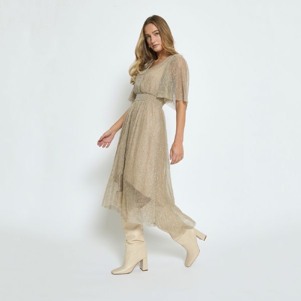 Mavena Maxi Dress Light Birch Metallic | Minus