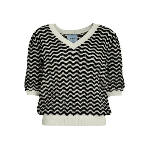 Maika Knit T-shirt Black Striped | Minus