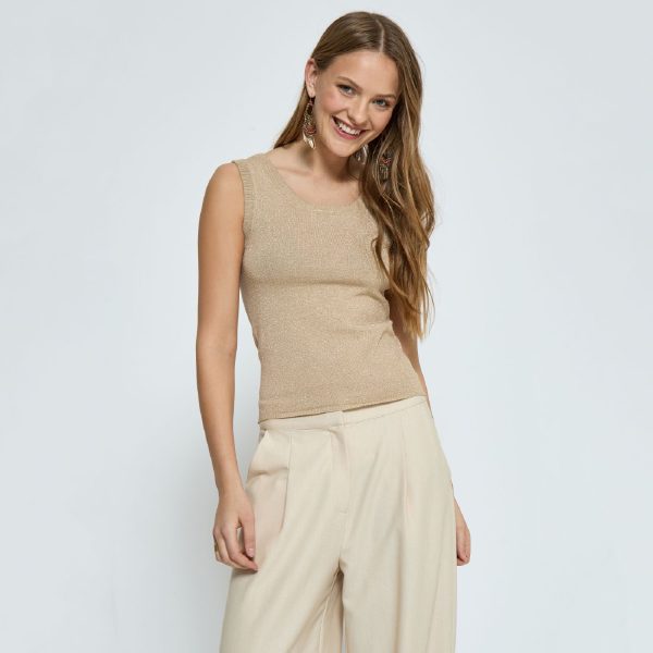 Remi Knit Tank Top Safari Sand Metallic | Peppercorn