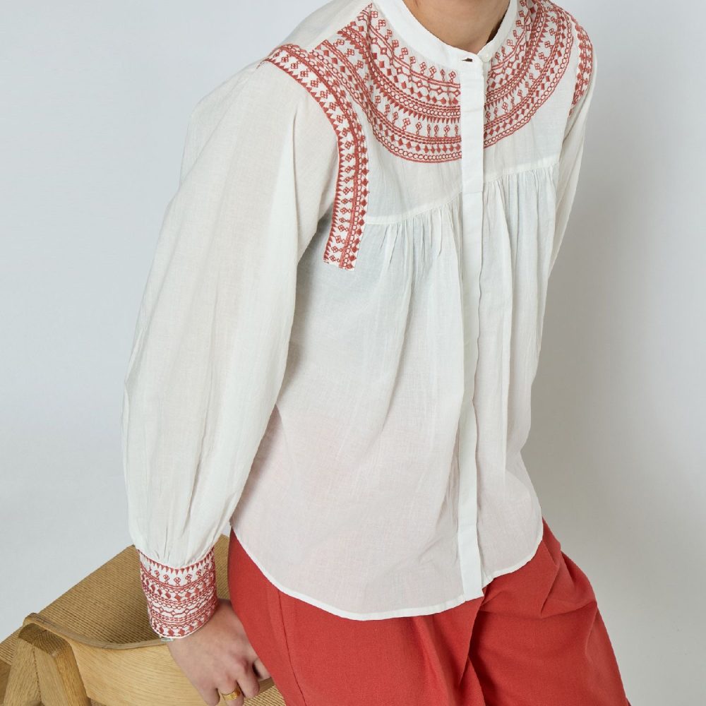Torvi Long Sleeve Shirt Mecca Orange Print | Peppercorn
