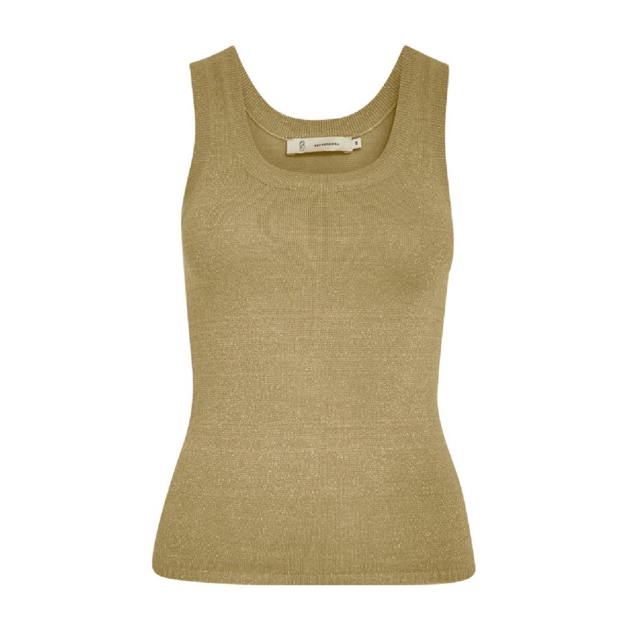 Remi Knit Tank Top Safari Sand Metallic | Peppercorn