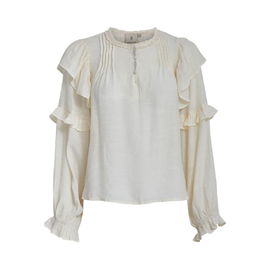 Tenna Long Sleeve Blouse Gardenia | Peppercorn