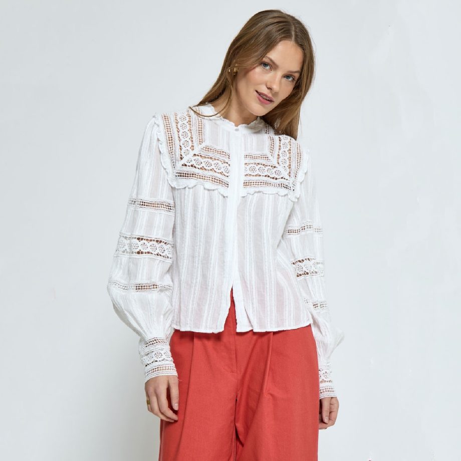 Teodora Long Sleeve Shirt White | Peppercorn