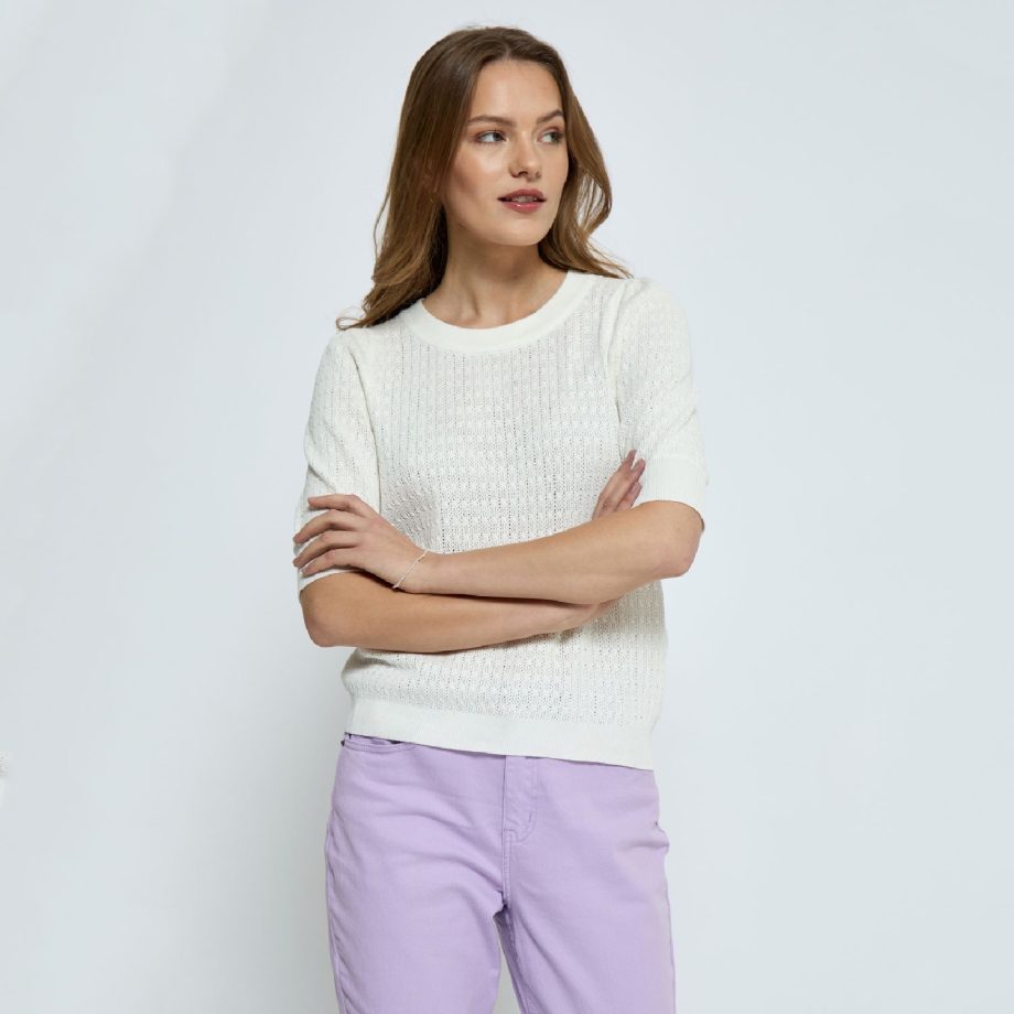 Tala Puff Sleeve Knit Pullover Cloud Dancer | Peppercorn