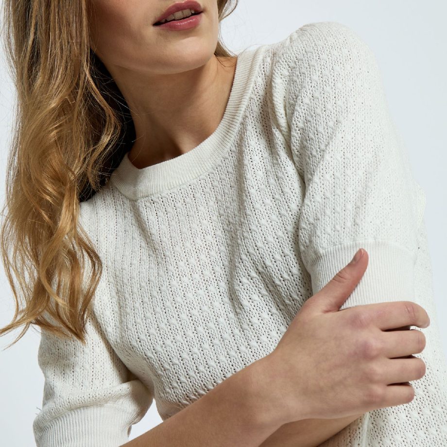 Tala Puff Sleeve Knit Pullover Cloud Dancer | Peppercorn