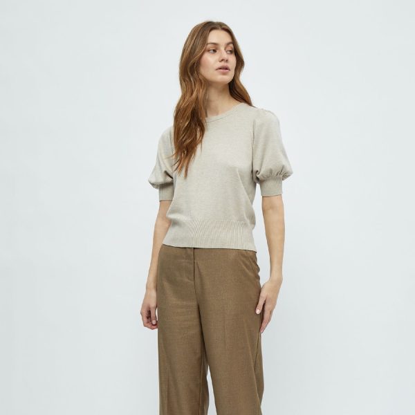 Liva Knit Tee Sand Grey Melange | Minus