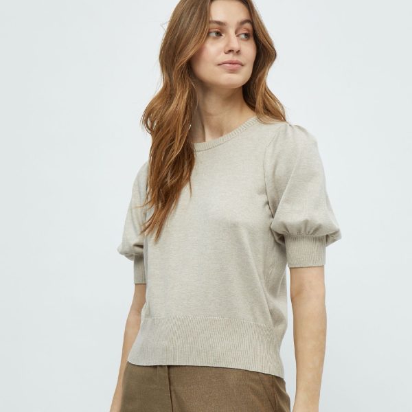 Liva Knit Tee Sand Grey Melange | Minus