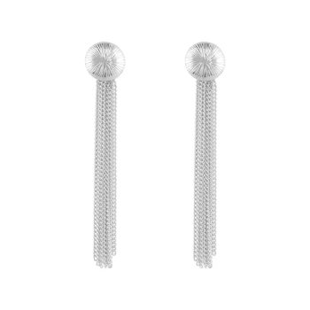 Ribbed Medium Moon Chain Stud Earring Silver | Betty Bogaers