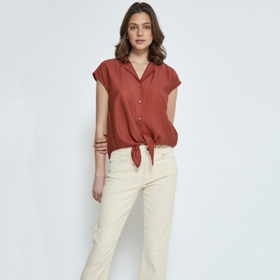 Naline Sleeveless Shirt Brandy Brown | Peppercorn