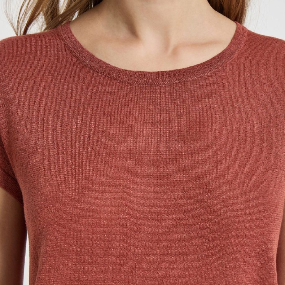 Carlina Knit Tee Barn Red Metallic | Minus