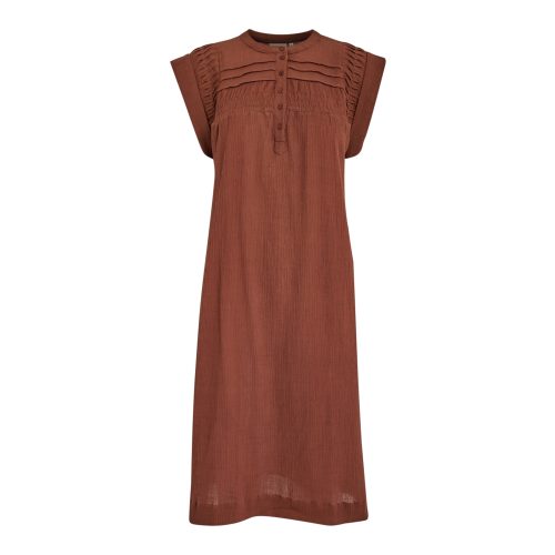 Adeline Wide Cuff Dress Brandy Brown | Peppercorn