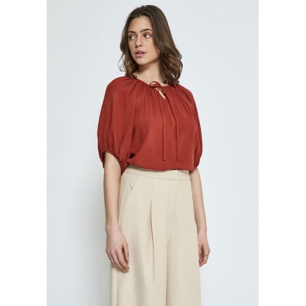 Babro Wide Sleeve Top Red Ochre | Peppercorn - Afbeelding 4