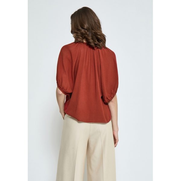 Babro Wide Sleeve Top Red Ochre | Peppercorn - Afbeelding 3