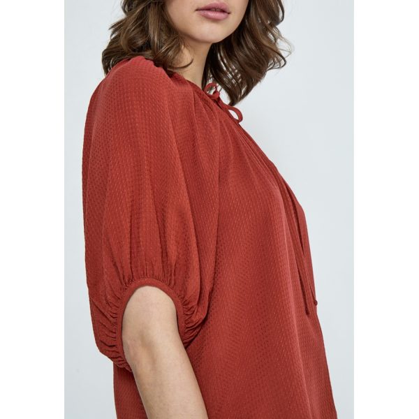 Babro Wide Sleeve Top Red Ochre | Peppercorn - Afbeelding 2