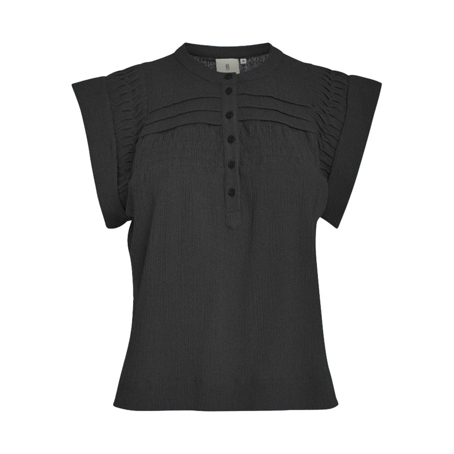 Adeline Wide Cuff Top Black | Peppercorn