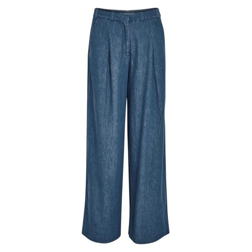 Bibbi Wide Pants Mid-blue Denim | Peppercorn