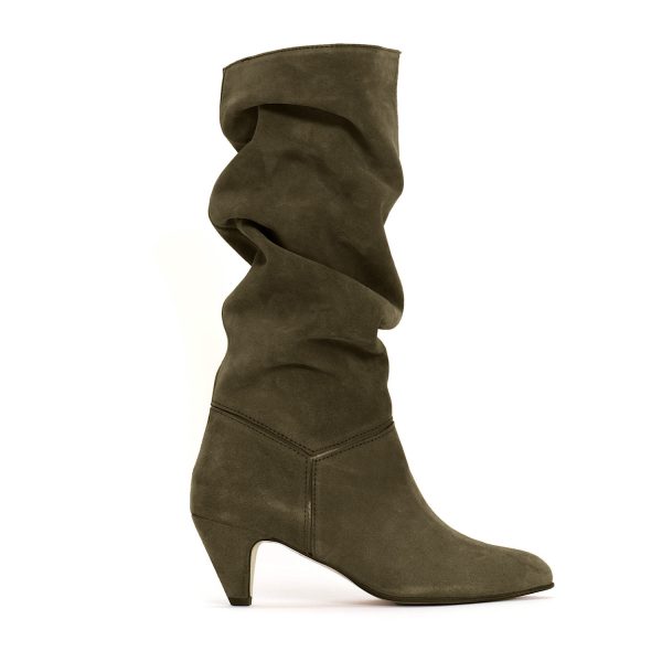 Jasmina 50 Stiletto Heels Moss Green Calf Suede | Anonymous