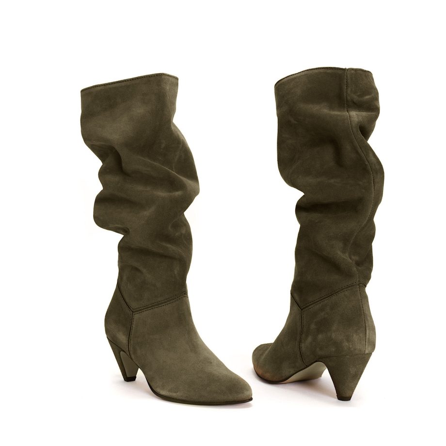 Jasmina 50 Stiletto Heels Moss Green Calf Suede | Anonymous