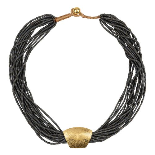 Vintage Beads string necklace, Dark Grey | Betty Bogaers