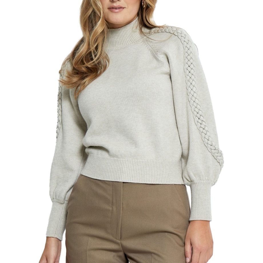 Vera High Neck Knit Pullover Light Birch | Minus