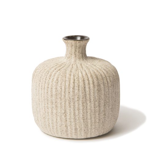 Vase Bottle S Sand Light Stripe 7cm | Lindform