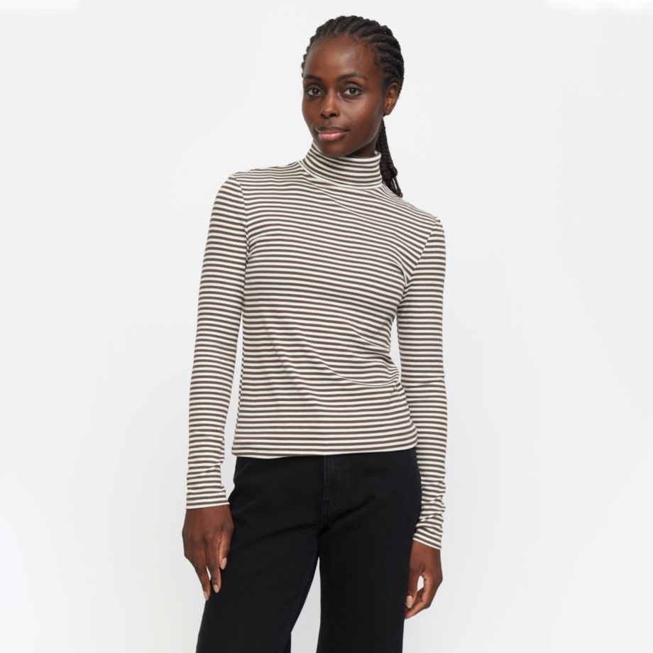 Fenja Stripe Rollneck Morel | Soft Rebels