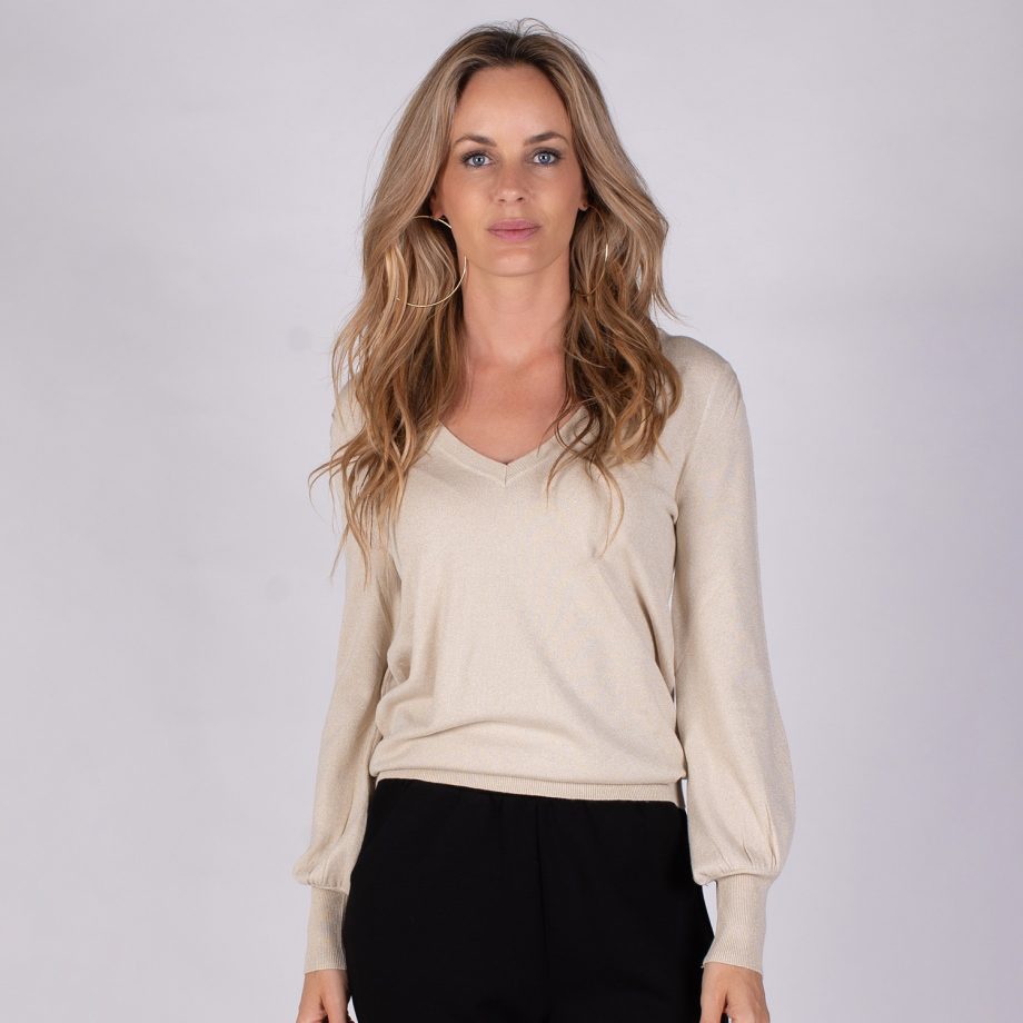 Split Trui Lurex Sand | The Clothed