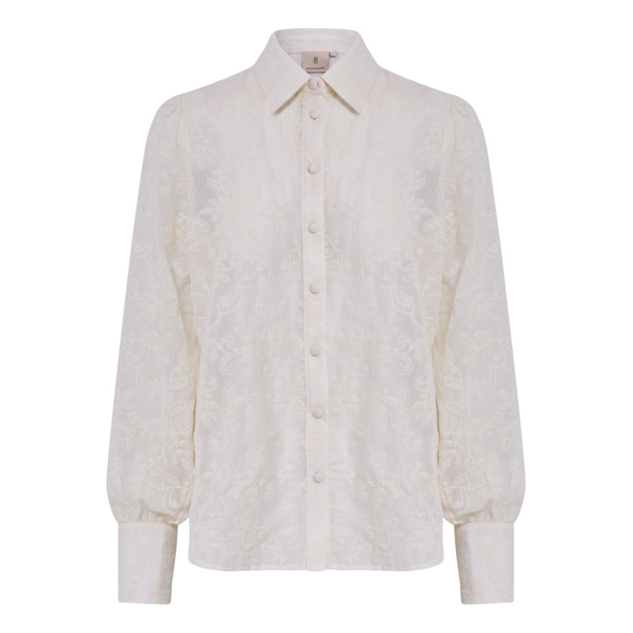 Feodora Embroidered Shirt Gardenia | Peppercorn