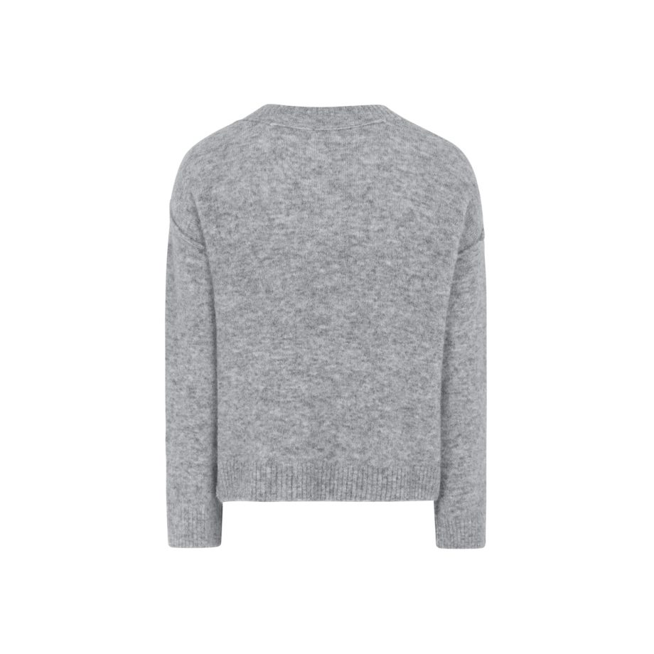 Allison V-neck Knit Medium Grey Melange | Soft Rebels