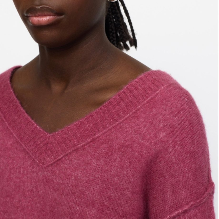 Allison V-neck Knit Rose Wine Melange | Soft Rebels