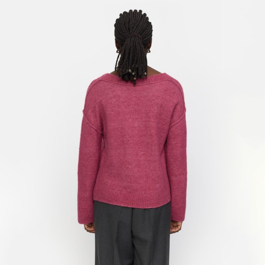 Allison V-neck Knit Rose Wine Melange | Soft Rebels