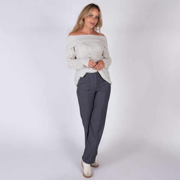 Drammen Offshoulder Trui Moon Grey | The Clothed