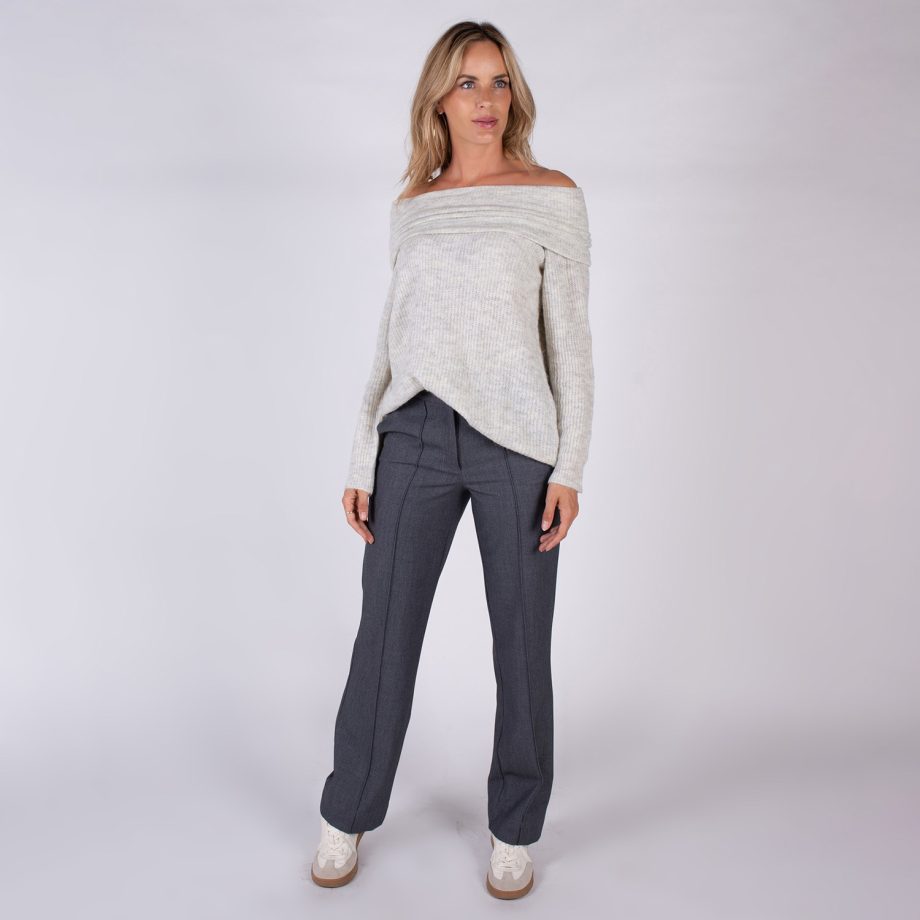 Drammen Offshoulder Trui Moon Grey | The Clothed