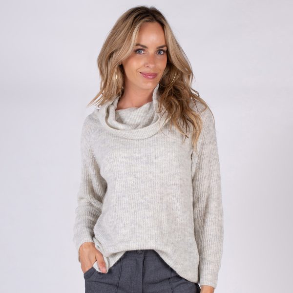 Drammen Offshoulder Trui Moon Grey | The Clothed