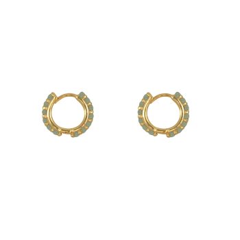 Balls Emaille Click Hoop Earring Gold Plated Green | Betty Bogaers