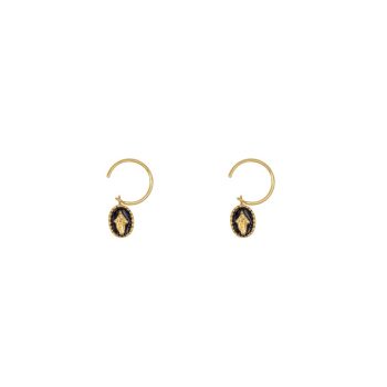 Maria Open Ring Earring Gold Plated Black | Betty Bogaers