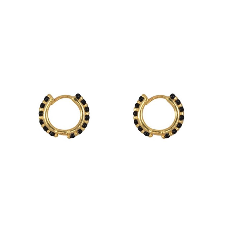 Balls Emaille Click Hoop Earring Gold Plated Black | Betty Bogaers