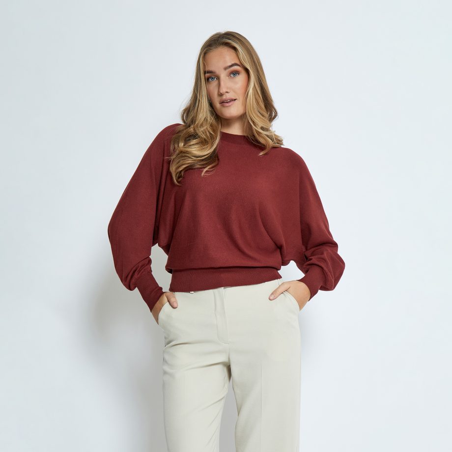 Dana Bat Sleeve Knit Pullover Madder Brown | Minus