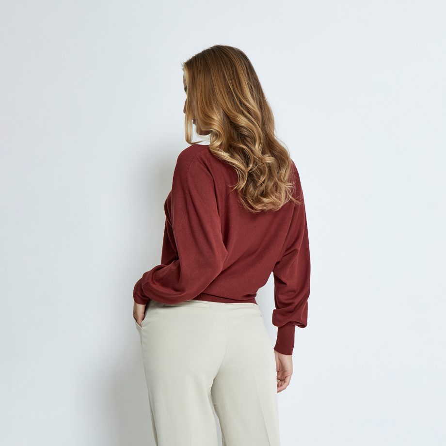 Dana Bat Sleeve Knit Pullover Madder Brown | Minus