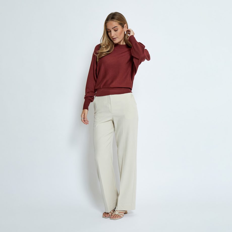 Dana Bat Sleeve Knit Pullover Madder Brown | Minus