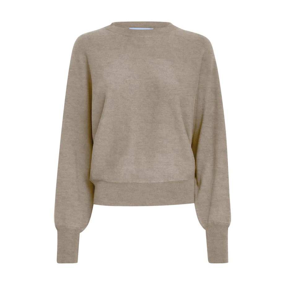 Dana Bat Sleeve Knit Pullover Sand Gray Melange | Minus