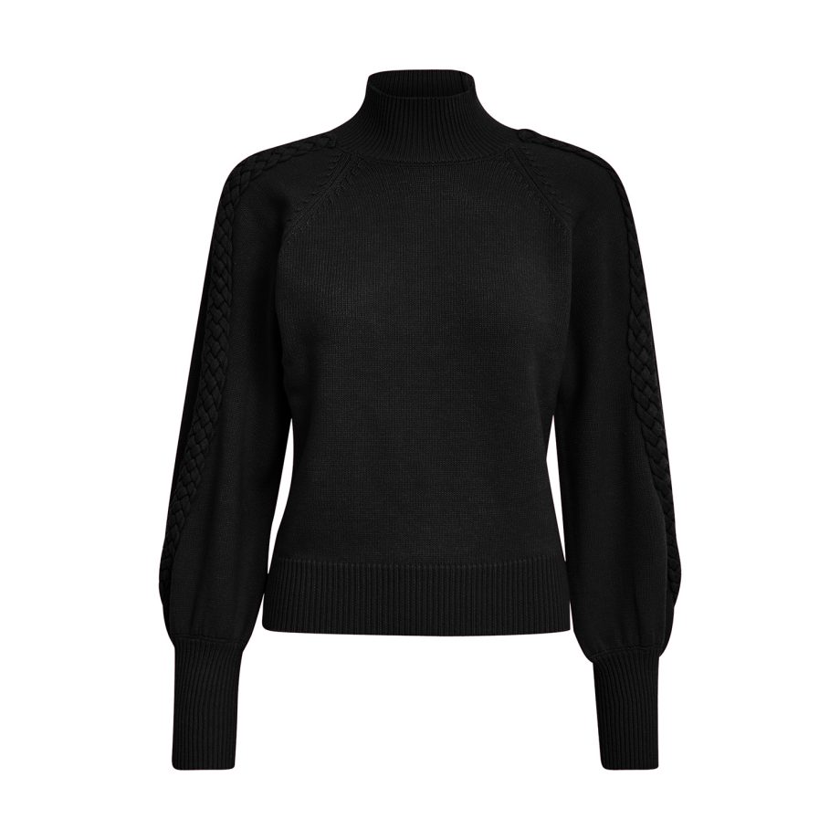 Vera High Neck Knit Pullover Black | Minus