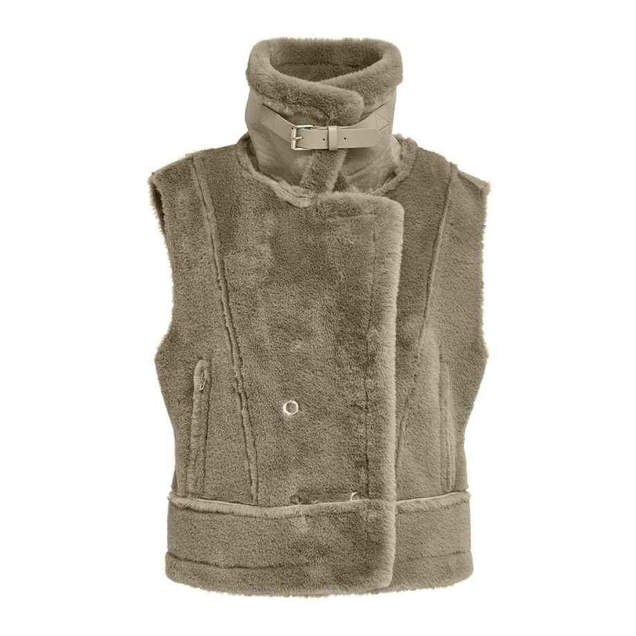 Pat Faux Fur Vest Winter Twig Sand | Minus