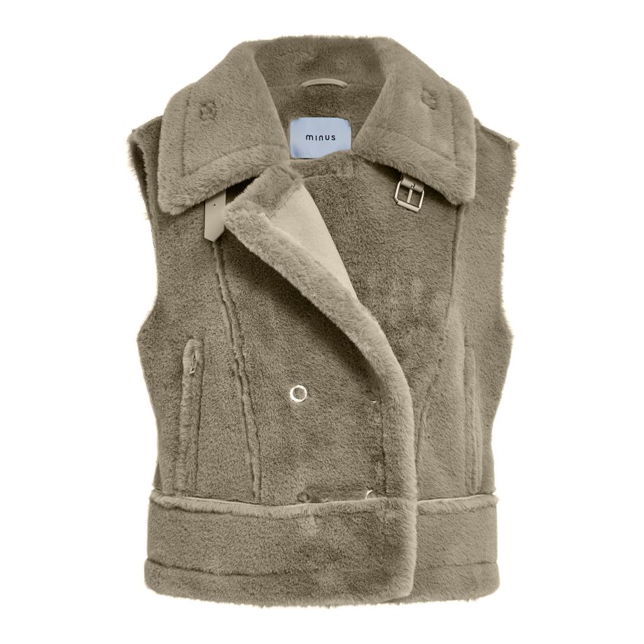 Pat Faux Fur Vest Winter Twig Sand | Minus