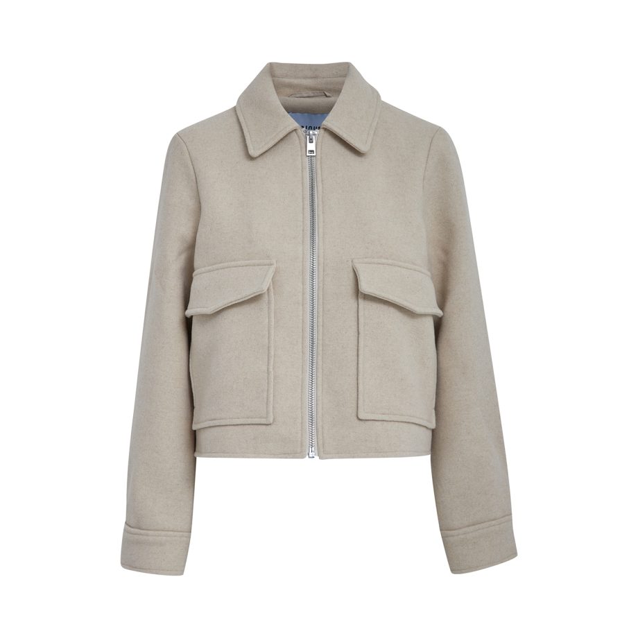 Freja Short Wool Jacket Fog Sand | Minus