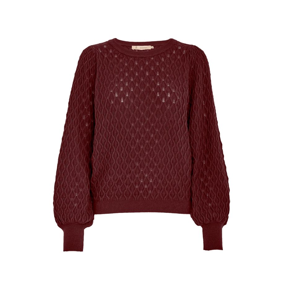 Rosalia Puff Sleeve Knit Pullover Andorra Red | Peppercorn