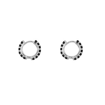 Balls Emaille Click Hoop Earring Silver Black | Betty Bogaers