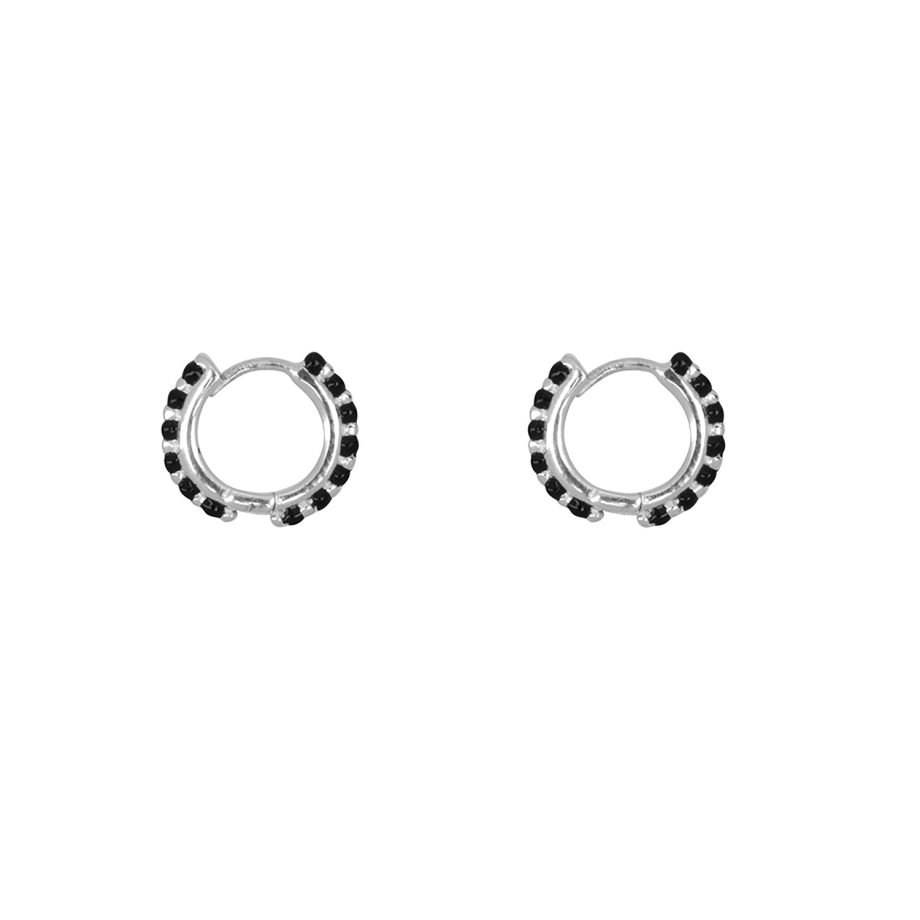 Balls Emaille Click Hoop Earring Silver Black | Betty Bogaers